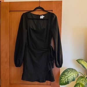 Princess Polly Black Long Sleeve Wrap Dress